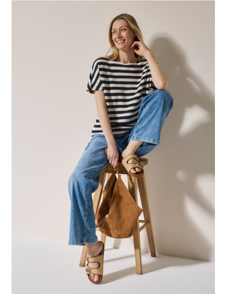 Cecil Striped Structure T-Shirt 323109 Randig