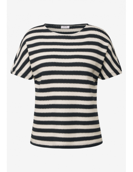 Cecil Striped Structure T-Shirt 323109 Randig