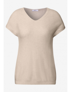 Cecil Structured V-neck Pearl Beige 303238 2