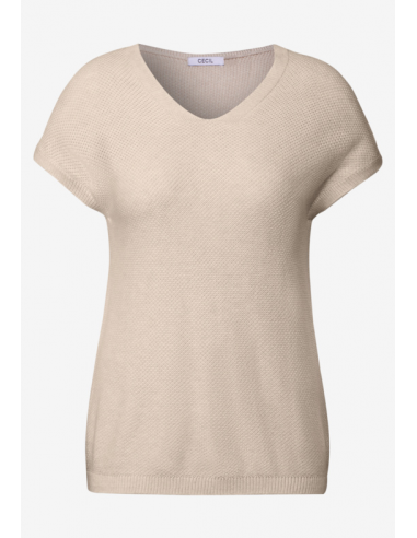 Cecil Structured V-neck Pearl Beige 303238