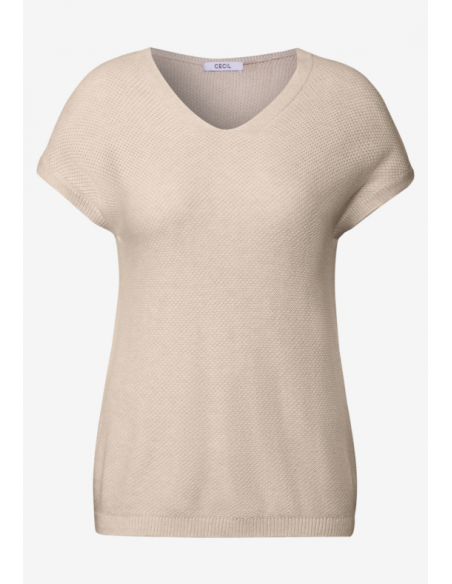 Cecil Structured V-neck Pearl Beige 303238