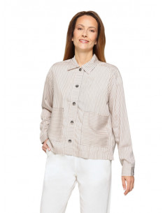 Jensen Shirt 218924 Beige/Randig