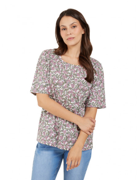 Jensen T-shirt SS AOP 215585 Blommig