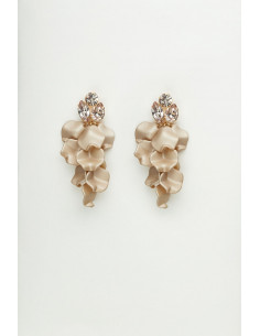 Bow19 Leaf Stone Earrings Nougat
