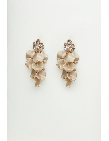 Bow19 Leaf Stone Earrings Nougat
