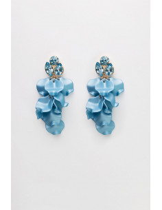Bow19 Leaf Stone Earrings Light Blue