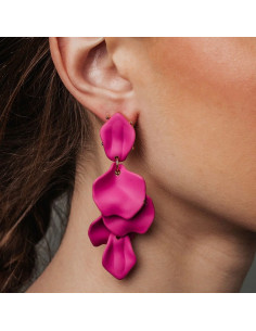 Bow19 Leaf Earrings Strong Pink