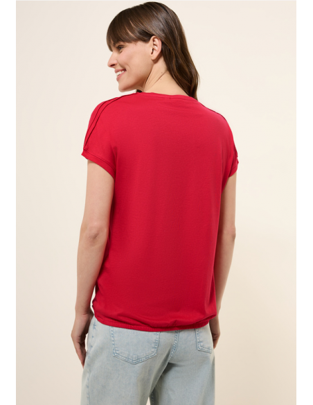 Cecil NOS Solid Deco Shoulder T-Shirt Glazed Apple 323100