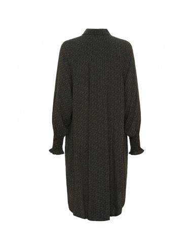 Isay Asta Smock Dress M85 Graphic Khaki Strokes