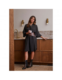 Isay Asta Smock Dress M85 Graphic Khaki Strokes