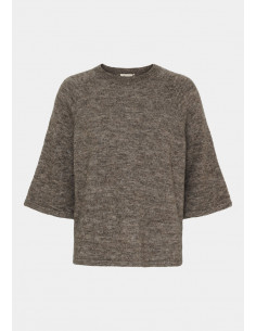 Isay Anna 3/4 Sleeve Pullover Taupe Melange 2
