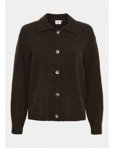 Isay Anna Colar Cardigan Dark Brown Melange 2