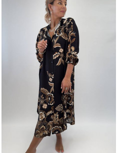 Gemini Bellis Floral Print Midi Dress Svart