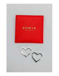 Bow 19 Heart Earrings Silver