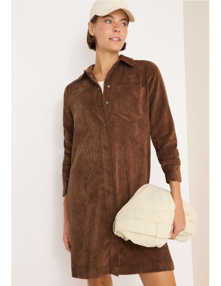 CECIL Solid Big Corduroy Dress Mocha Caramel 144673