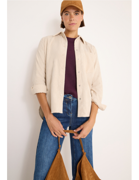 CECIL Big Corduroy Blouse Oat Milk Beige 346043