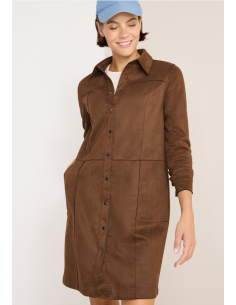 Cecil Solid Velours Dress 144674 Mocha Caramel