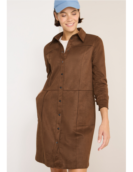 Cecil Solid Velours Dress 144674 Mocha Caramel
