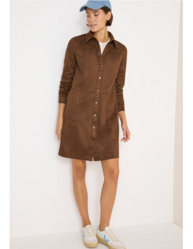 Cecil Solid Velours Dress 144674 Mocha Caramel