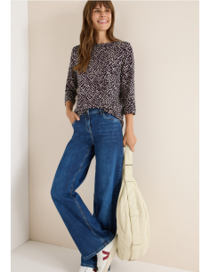 Cecil TOS Minimal AOP T-Shirt Eggplant Red 324145