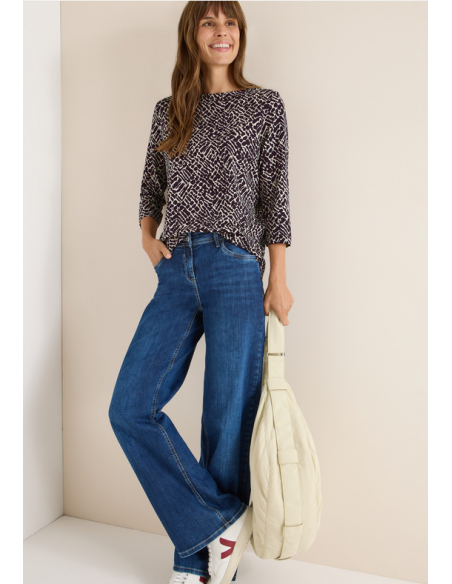 Cecil TOS Minimal AOP T-Shirt Eggplant Red 324145