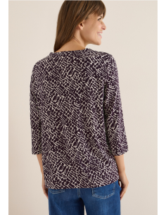 Cecil TOS Minimal AOP T-Shirt Eggplant Red 324145 2