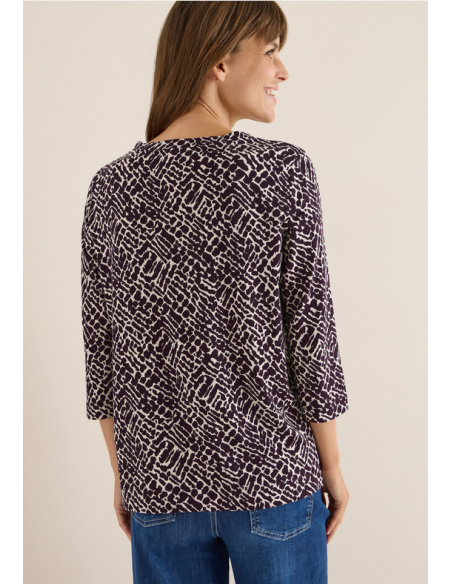 Cecil TOS Minimal AOP T-Shirt Eggplant Red 324145