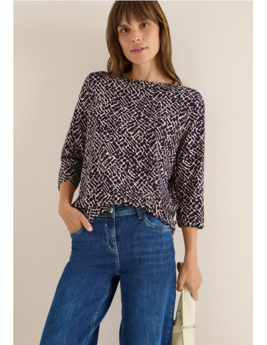 Cecil TOS Minimal AOP T-Shirt Eggplant Red 324145