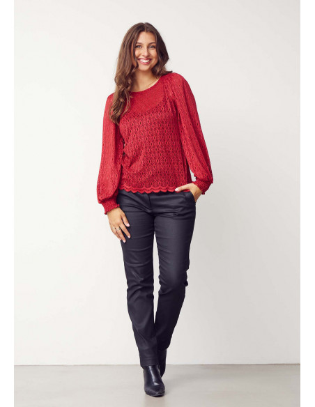Isay Katty Lace Blouse Warm Red