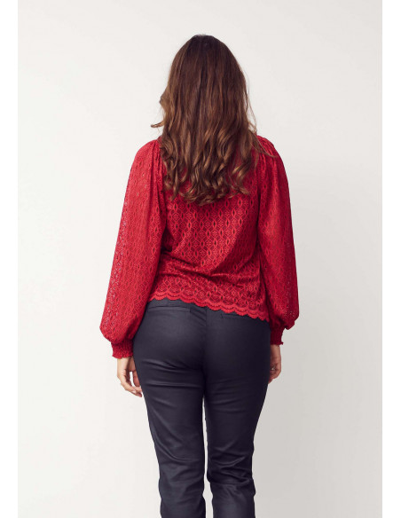 Isay Katty Lace Blouse Warm Red