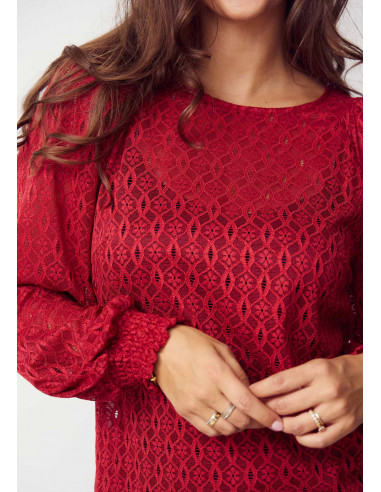 Isay Katty Lace Blouse Warm Red