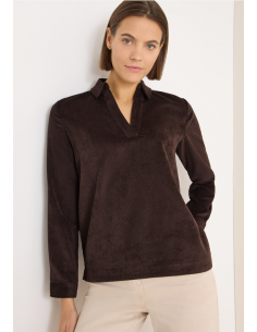 Cecil Corduroy Splitneck Blouse 346107 Tartufo Brown