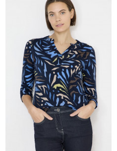 Cecil Multi AOP T-Shirt Tunic 324553 Universal Blue