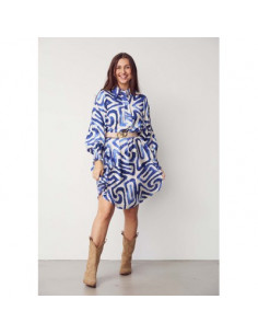 Isay Ane Printed Dress Blue Graphical