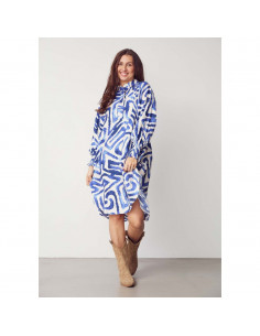 Isay Ane Printed Dress Blue Graphical 2