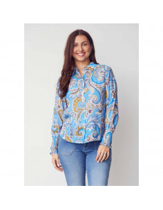 Isay Lotta Smock Shirt Fresh Blue Paisley