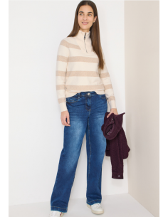 Cecil Cosy Striped Troyer 303753 Desert Beige 2