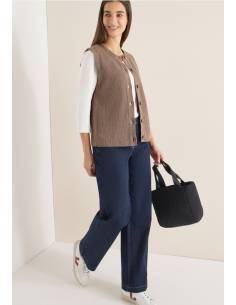 CECIL Rib Mix Vest Taupe 2