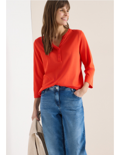 Cecil Solid Button Tunic 324647 Cherry Tomato