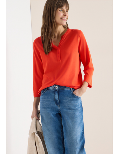 Cecil Solid Button Tunic 324647 Cherry Tomato