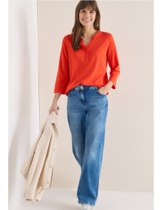 Cecil Solid Button Tunic 324647 Cherry Tomato 2