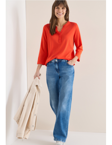 Cecil Solid Button Tunic 324647 Cherry Tomato