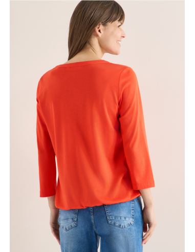 Cecil Solid Button Tunic 324647 Cherry Tomato