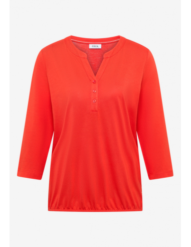 Cecil Solid Button Tunic 324647 Cherry Tomato