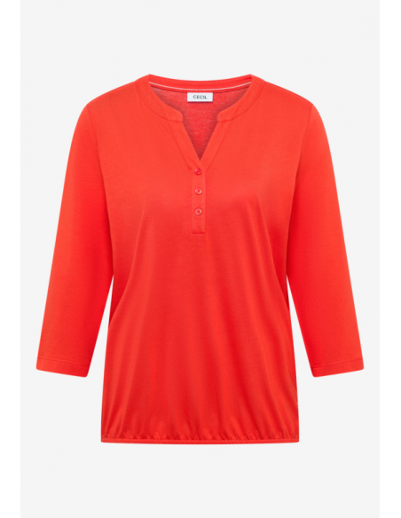 Cecil Solid Button Tunic 324647 Cherry Tomato
