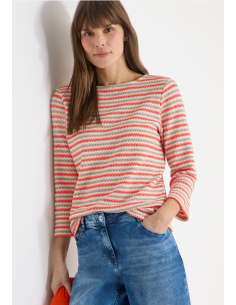 Cecil Multi Stripe Knit T-shirt 324668 Cherry Tomato