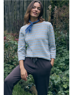 Cecil Multi Stripe Knit T-shirt 324668 Sporty Denim