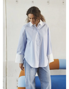Isay Sigga Contrast Shirt Light blue Stripe