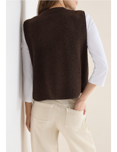 Cecil NOS Curly Fake Wool Vest 220309 Macchiato Brown 2