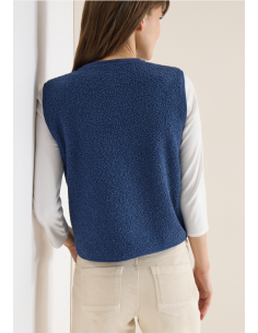 Cecil NOS Curly Fake Wool Vest 220309 Sporty Denim 2